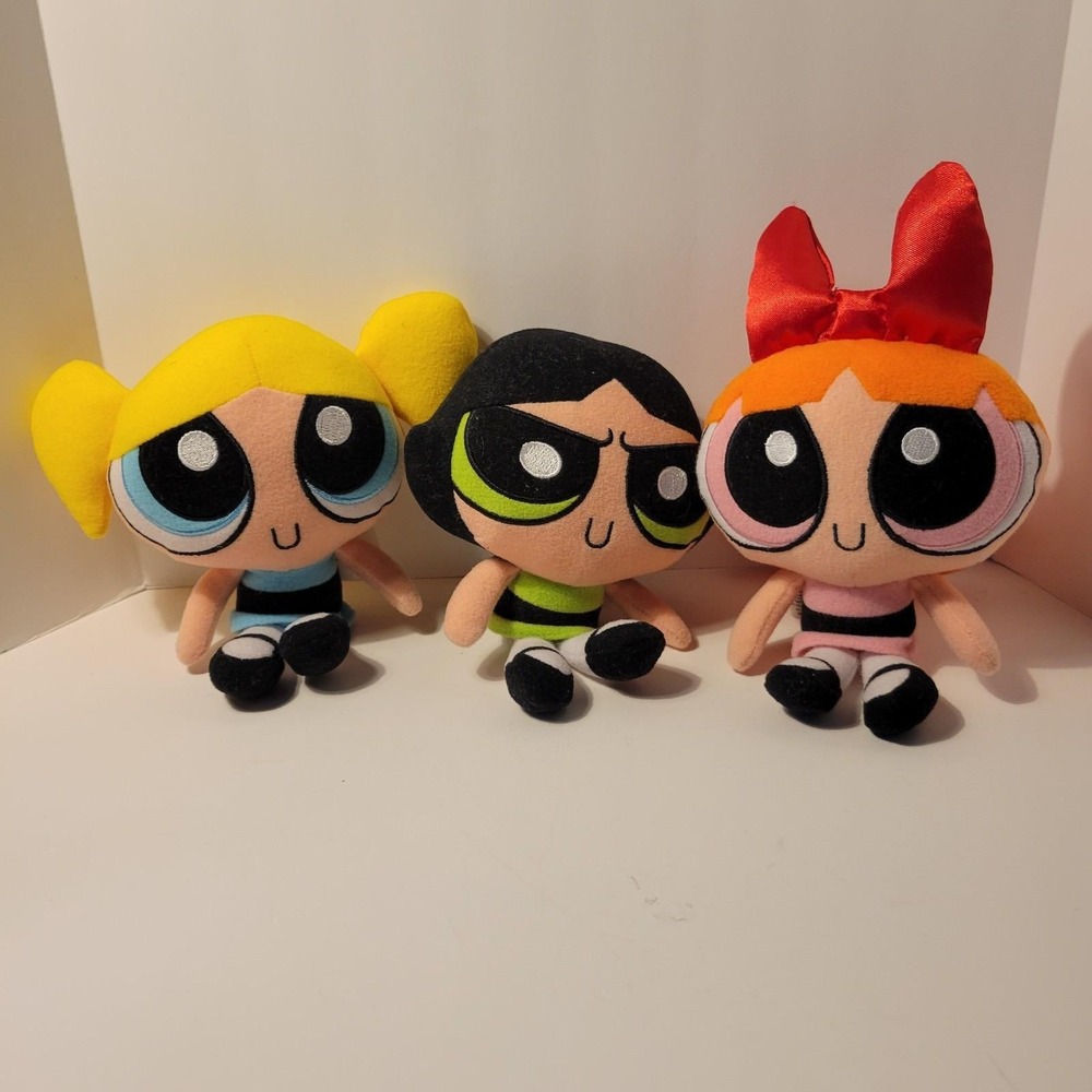 Powerpuff Girls 1999 Plush Cartoon Network Trendmasters Set Of 3 READ